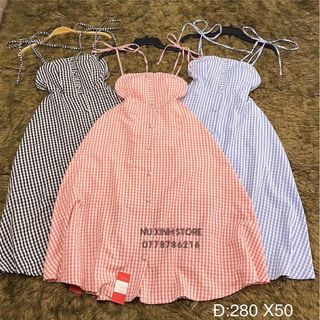 Đầm 2 dây sọc caro siêu xinh 07