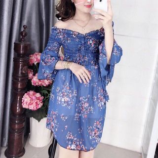 Đầm trễ vai tay lỡ hai màu 10