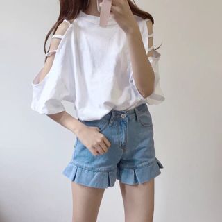 Áo thun nữ kiểu hai màu trắng - đen 19