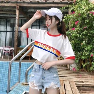 ÁO CROPTOP THUN TAY NGẮN CẦU VÒNG SIÊU ĐÁNG YÊU