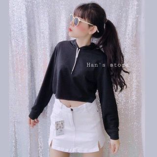 ÁO CROPTOP THUN TAY DÀI CÓ NÓN