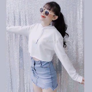ÁO CROPTOP THUN TAY DÀI CÓ NÓN