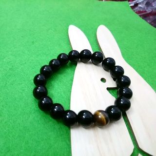 chuỗi đeo tay phong thủy hạt đá đen mix đá mắt hổ giá sỉ 25k 1 chuỗi mỗi hạt kích thước 10li