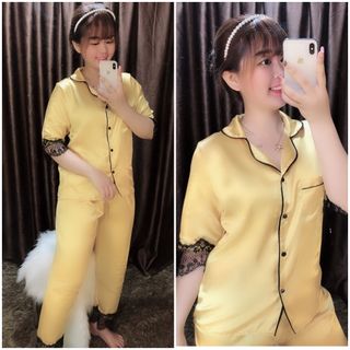 Pizama Phối Ren Chất Satin giá sỉ