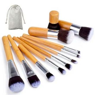 Bộ cọ 11cây thân gổ xịncó túi vải xinh xắn tiện dụng đem theo 101