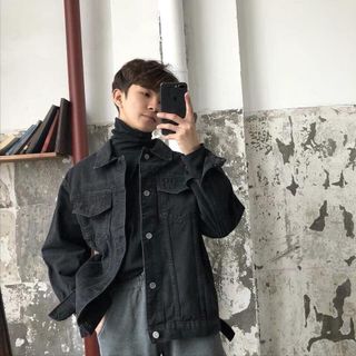 Áo khoác jean nam đen unisex