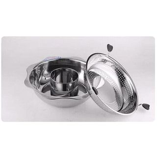 nồi lẩu xoay inox 2 trong 1