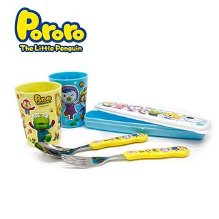 Bộ cốc thìa dĩa tập ăn của trẻ em pORORO