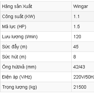 MÁY BƠM NƯỚC WINGAR 2WCM110