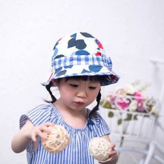 Mũ rộng vành/Mũ kẻ caro họa tiết in hoa cho bé