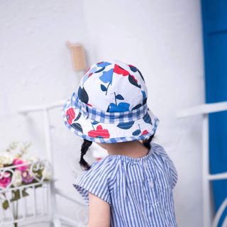 Mũ rộng vành/Mũ kẻ caro họa tiết in hoa cho bé