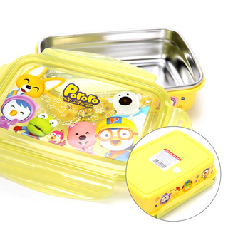 Bát ăn Inox có nắp khóa chữ nhật Pororo