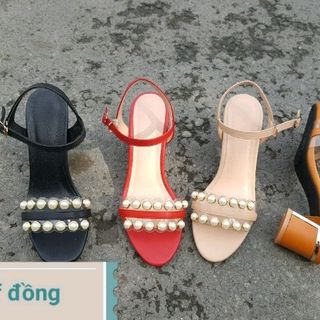 Sandal d8i1nh ngọc trai mũi quai trong