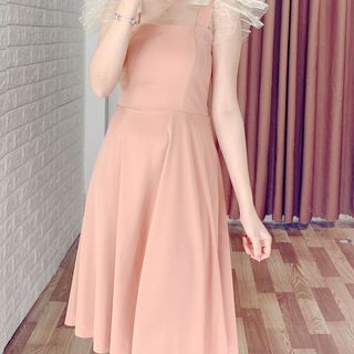 Đầm Dự Tiệc Xòe Tay Phối Nơ