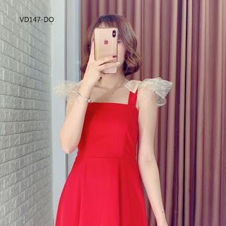 Đầm Dự Tiệc Xòe Tay Phối Nơ