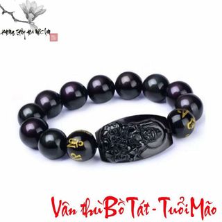 Vòng tay phật hộ mệnh đá obsidians thiên nhiên 10ly