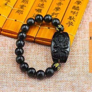 Vòng tay phật hộ mệnh đá obsidians thiên nhiên 10ly