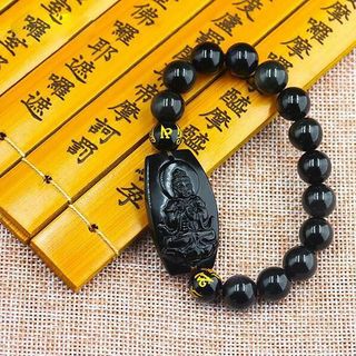 Vòng tay phật hộ mệnh đá obsidians thiên nhiên 10ly