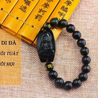 Vòng tay phật hộ mệnh đá obsidians thiên nhiên 10ly