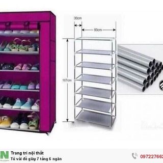 Tủ giày vải 7 tầng trơn