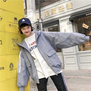 ÁO KHOÁC DÙ NỮ 2 SỌC NGẮN