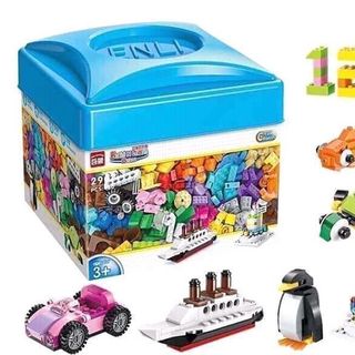 bộ lego 460 chi tiết hộp vuông xanh