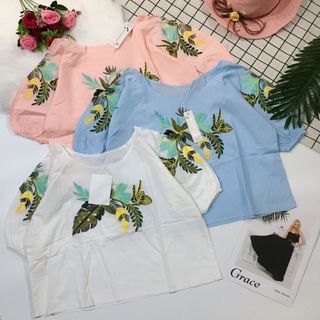 Áo kiểu thêu lá cây