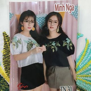 Áo kiểu thêu lá cây