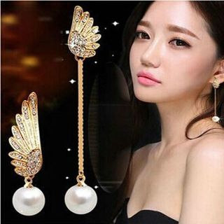 AH42 Bông tai đôi cánh đính hạt