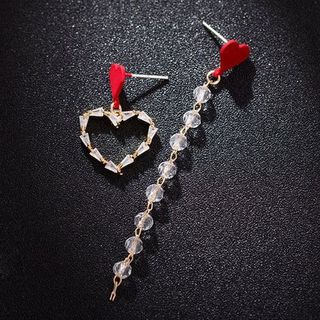 AH47 Bông tai trái tim 2 màu đỏ và hồng