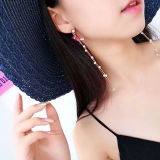 AH44 Bông tai nơ đài kiểu dáng vintage