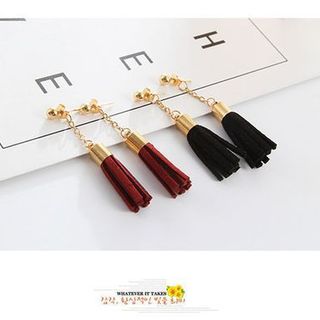 AH93 Bông tai tua rua 2 màu đỏ đen