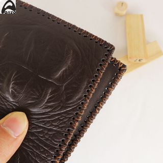 Bóp ví nam da bò thật 100 vân da cá sấu lưng gù Thủ Công ngang có khóa