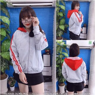 ÁO KHOÁC DÙ NỮ 2 SỌC TAY