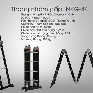 Thang nhôm gấp 4 đoan Nikawa NKG-44