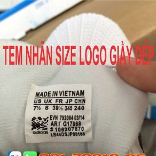 Tem nhãn size logo giầy dép balo găng tay ép nhiệt