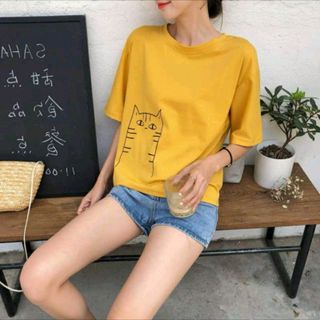 Áo Thun Nữ Tay Lỡ Hình Mèo