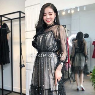 đầm xòe ren tay dài phối lưới giá sỉ