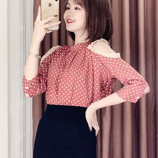 SƠ MI CHẤM BI PHỐI REN