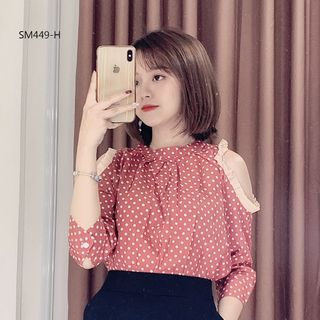 SƠ MI CHẤM BI PHỐI REN