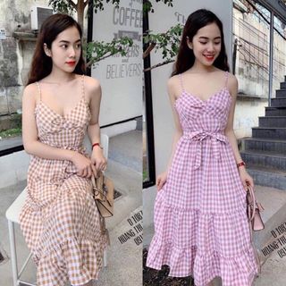 Đầm karo mix nơ giá sỉ