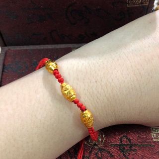 AH975 Vòng chỉ đỏ 3 hạt đậu may mắn bình an