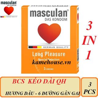 Bao cao su 3in1 kéo dài quan hệ Masculan Long Pleasure hộp 3c