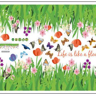 Decal Chân Tường Hoa Và Bướm