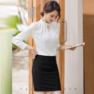 Áo Sơ Mi Trắng Phi Bóng Cổ Lọ