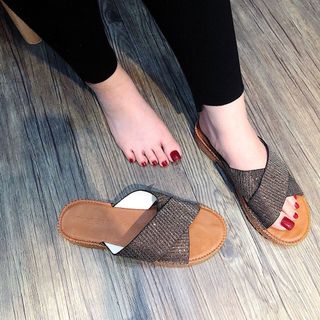 Dép quai chéo kim tuyến hàng Quảng Châu