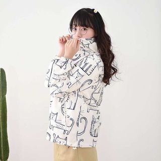 Áo Khoác Dù Họa Tiết Mèo
