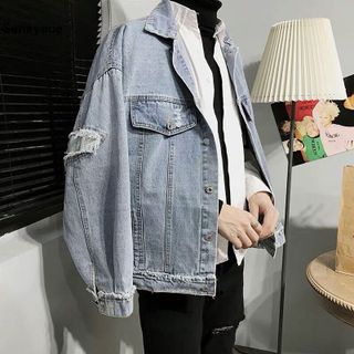 Áo khoác jean nam unisex đắp tay
