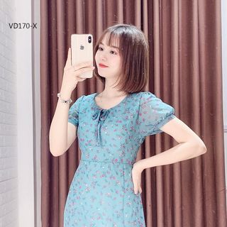 ĐẦM HOA CỔ NƠ TAY