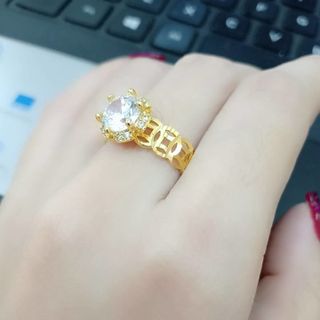 nhẫn kim tiền đính đá